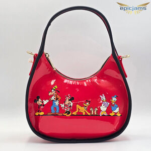 Loungefly Disney Mickey Mouse & Friends Red Vinyl Crossbody Bag New